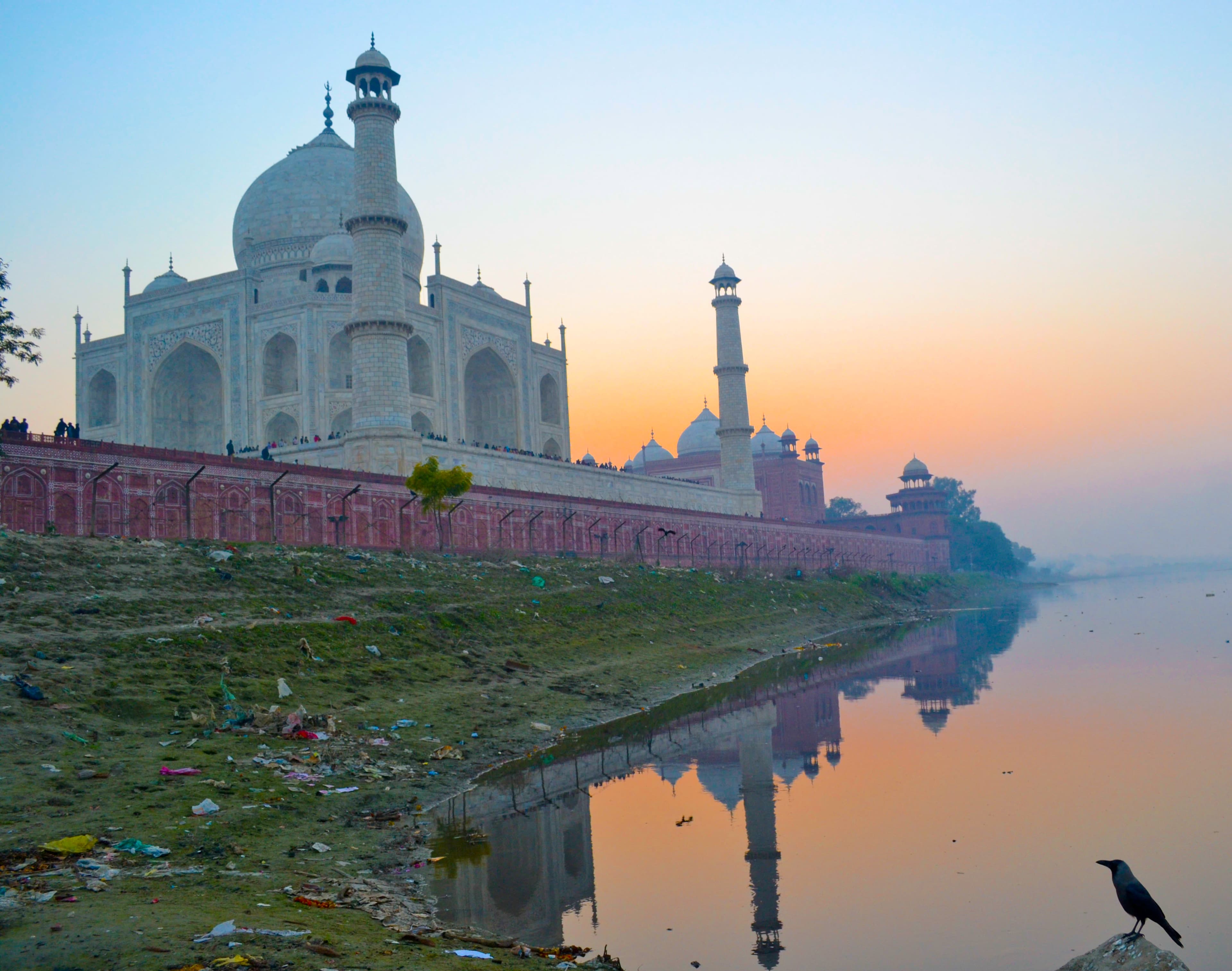 The Taj Mahal seen in soft travel light.