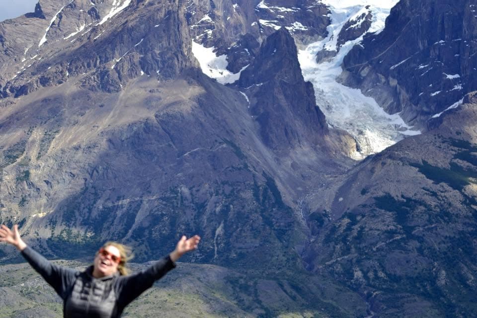 Rhonda visiting Torres del Paine in Chilean Patagonia.